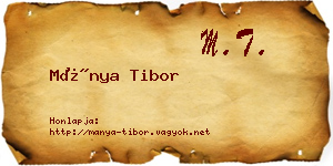 Mánya Tibor névjegykártya